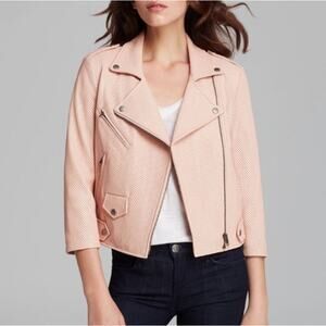 Rebecca Minkoff‎ Wes Perforated Leather Moto Jacket Blush Pink Size Medium